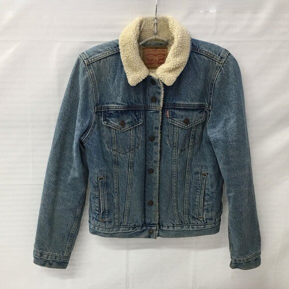 Levi Strauss Denim Sherpa Lined Jacket Women's Size S - Picture 1 of 6